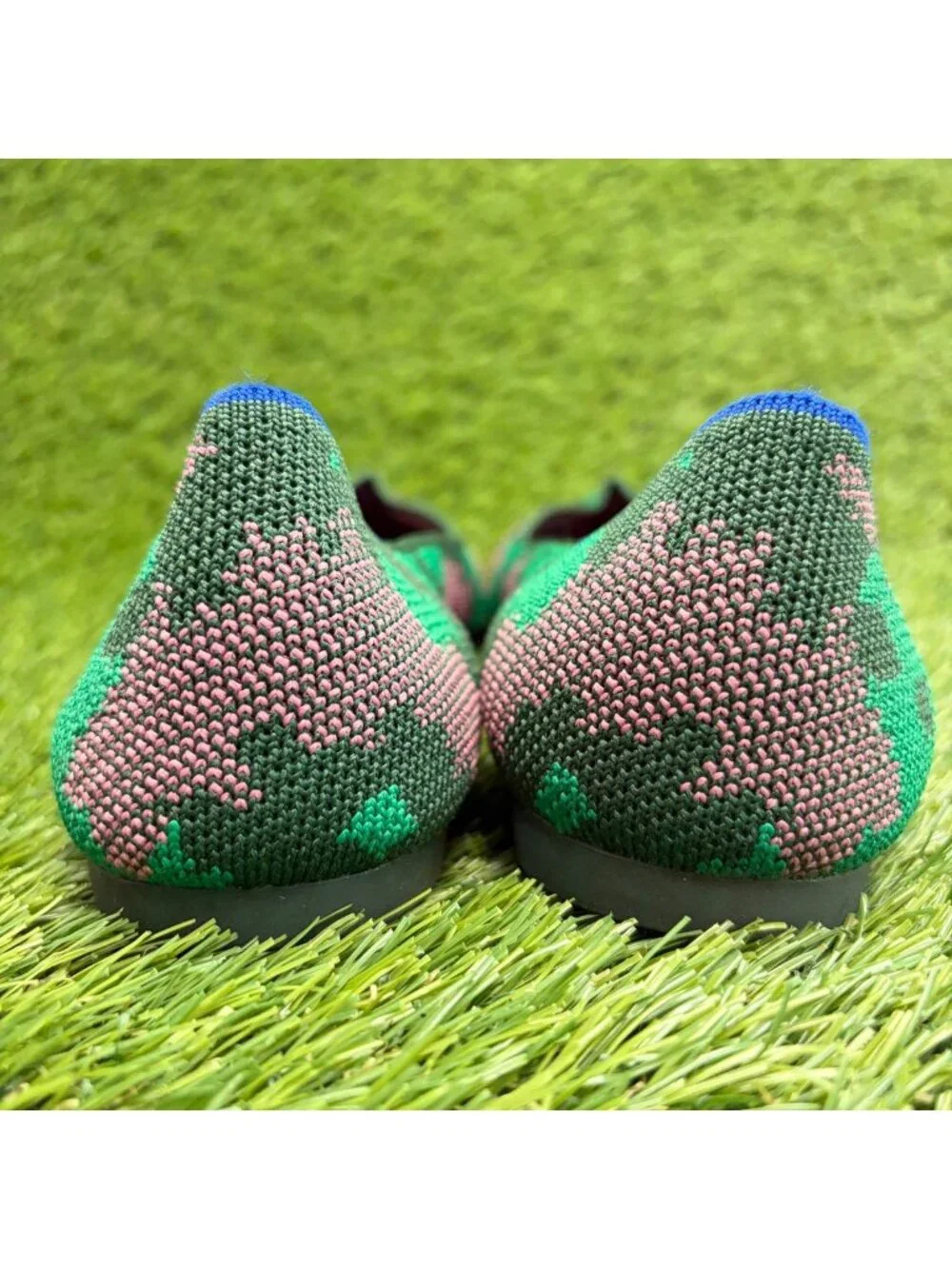 Rothy's The Point Womens Size 7.5 Green Casual Knit Slip On Ballet Flats Shoes